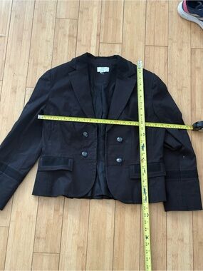 LOFT Petites Black Military Double Breasted Pleated Peplum Blazer Jacket